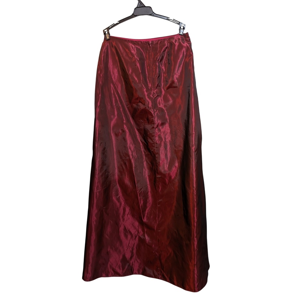 Whimsigoth Fairycore Y2K Formal Wedding Dark Red Satin Taffeta 10 Maxi Skirt - Picture 2 of 8